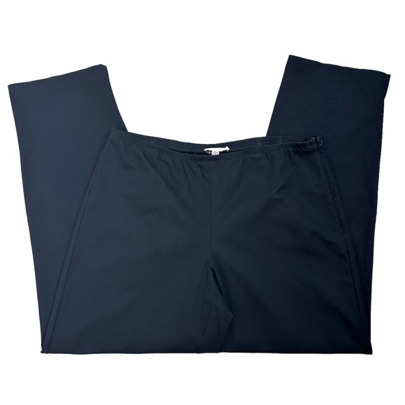 Eileen Fisher Black Pants Sz Medium Relaxed Cropped Leg Organic Cotton Side Zip - Picture 3 of 10